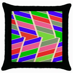 Symmetric Distorted Rectangles			throw Pillow Case (black) by LalyLauraFLM