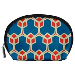 Orange Shapes On A Blue Background Accessory Pouch by LalyLauraFLM