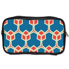 Orange Shapes On A Blue Background Toiletries Bag (two Sides)