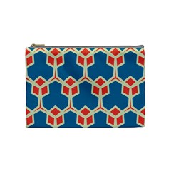 Orange Shapes On A Blue Background Cosmetic Bag by LalyLauraFLM