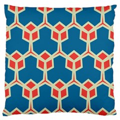 Orange Shapes On A Blue Background 	large Flano Cushion Case (two Sides) by LalyLauraFLM