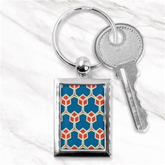 Orange Shapes On A Blue Background			key Chain (rectangle) by LalyLauraFLM