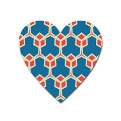 Orange Shapes On A Blue Background			magnet (heart) by LalyLauraFLM