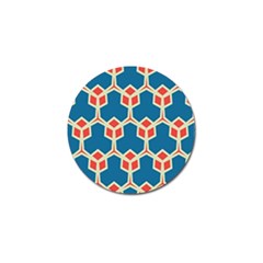 Orange Shapes On A Blue Background			golf Ball Marker by LalyLauraFLM