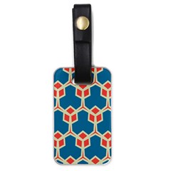 Orange Shapes On A Blue Background			luggage Tag (one Side) by LalyLauraFLM