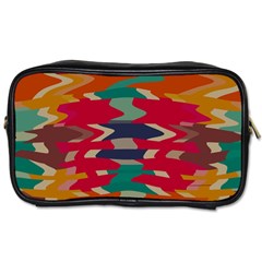 Retro Colors Distorted Shapes Toiletries Bag (two Sides)