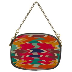 Retro Colors Distorted Shapes 	chain Purse (two Sides) by LalyLauraFLM