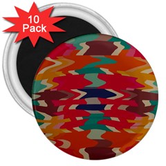 Retro Colors Distorted Shapes			3  Magnet (10 Pack) by LalyLauraFLM