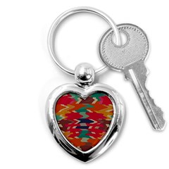 Retro Colors Distorted Shapes			key Chain (heart) by LalyLauraFLM