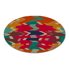 Retro Colors Distorted Shapes			magnet (oval) by LalyLauraFLM