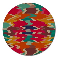 Retro Colors Distorted Shapes			magnet 5  (round) by LalyLauraFLM