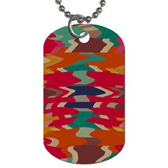 Retro Colors Distorted Shapes			dog Tag (one Side) by LalyLauraFLM