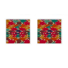 Retro Colors Distorted Shapes			cufflinks (square) by LalyLauraFLM