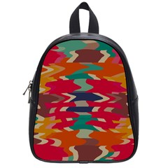 Retro Colors Distorted Shapes			school Bag (small) by LalyLauraFLM