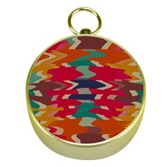 Retro Colors Distorted Shapes			gold Compass by LalyLauraFLM