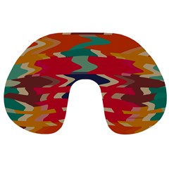 Retro Colors Distorted Shapes Travel Neck Pillow by LalyLauraFLM