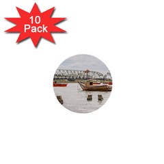 Boats At Santa Lucia River In Montevideo Uruguay 1  Mini Buttons (10 Pack)  by dflcprints