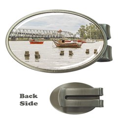 Boats At Santa Lucia River In Montevideo Uruguay Money Clips (oval)  by dflcprints