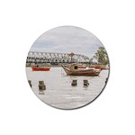 Boats At Santa Lucia River In Montevideo Uruguay Rubber Round Coaster (4 pack)  Front