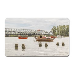 Boats At Santa Lucia River In Montevideo Uruguay Magnet (rectangular) by dflcprints