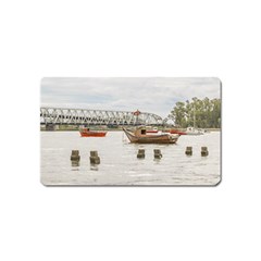 Boats At Santa Lucia River In Montevideo Uruguay Magnet (name Card) by dflcprints