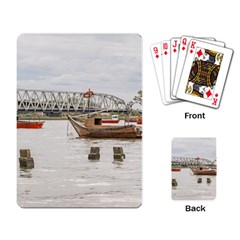 Boats At Santa Lucia River In Montevideo Uruguay Playing Card by dflcprints