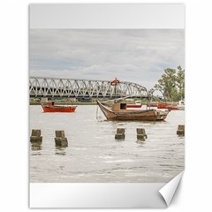 Boats At Santa Lucia River In Montevideo Uruguay Canvas 36  X 48   by dflcprints