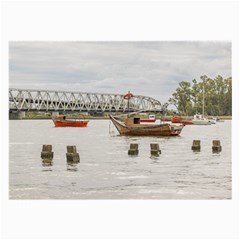 Boats At Santa Lucia River In Montevideo Uruguay Large Glasses Cloth by dflcprints