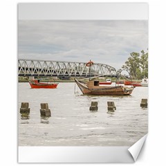 Boats At Santa Lucia River In Montevideo Uruguay Canvas 11  X 14   by dflcprints