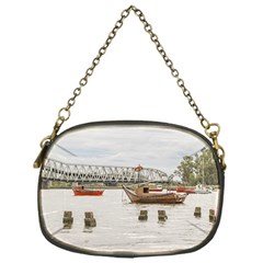 Boats At Santa Lucia River In Montevideo Uruguay Chain Purses (one Side)  by dflcprints