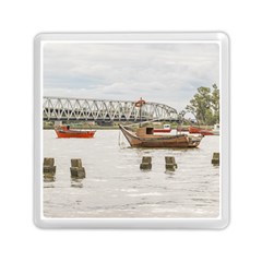 Boats At Santa Lucia River In Montevideo Uruguay Memory Card Reader (square)  by dflcprints