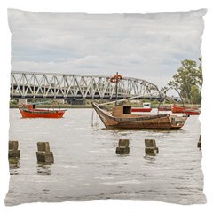 Boats At Santa Lucia River In Montevideo Uruguay Standard Flano Cushion Cases (two Sides)  by dflcprints