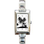 Tropical Scene Island Sunset Illustration Rectangle Italian Charm Watches Front