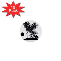 Tropical Scene Island Sunset Illustration 1  Mini Buttons (10 pack) 