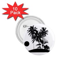 Tropical Scene Island Sunset Illustration 1.75  Buttons (10 pack)