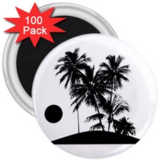 Tropical Scene Island Sunset Illustration 3  Magnets (100 Pack) by dflcprints