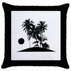 Tropical Scene Island Sunset Illustration Throw Pillow Cases (black) by dflcprints