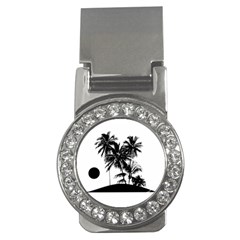 Tropical Scene Island Sunset Illustration Money Clips (CZ) 