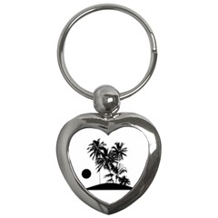 Tropical Scene Island Sunset Illustration Key Chains (heart)  by dflcprints