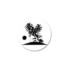 Tropical Scene Island Sunset Illustration Golf Ball Marker by dflcprints