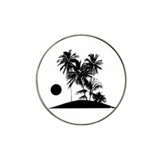 Tropical Scene Island Sunset Illustration Hat Clip Ball Marker (4 pack)