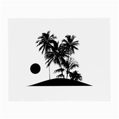 Tropical Scene Island Sunset Illustration Small Glasses Cloth