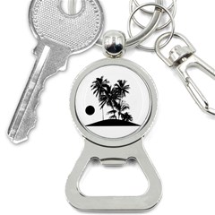 Tropical Scene Island Sunset Illustration Bottle Opener Key Chains