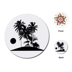 Tropical Scene Island Sunset Illustration Playing Cards (round)  by dflcprints