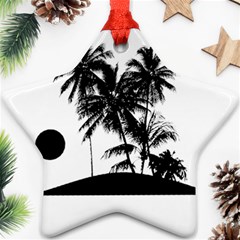 Tropical Scene Island Sunset Illustration Star Ornament (Two Sides) 