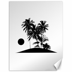 Tropical Scene Island Sunset Illustration Canvas 12  x 16  