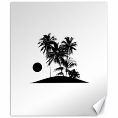 Tropical Scene Island Sunset Illustration Canvas 20  x 24  