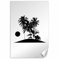 Tropical Scene Island Sunset Illustration Canvas 24  x 36 