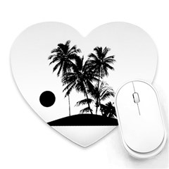 Tropical Scene Island Sunset Illustration Heart Mousepads by dflcprints