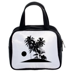 Tropical Scene Island Sunset Illustration Classic Handbags (2 Sides) by dflcprints